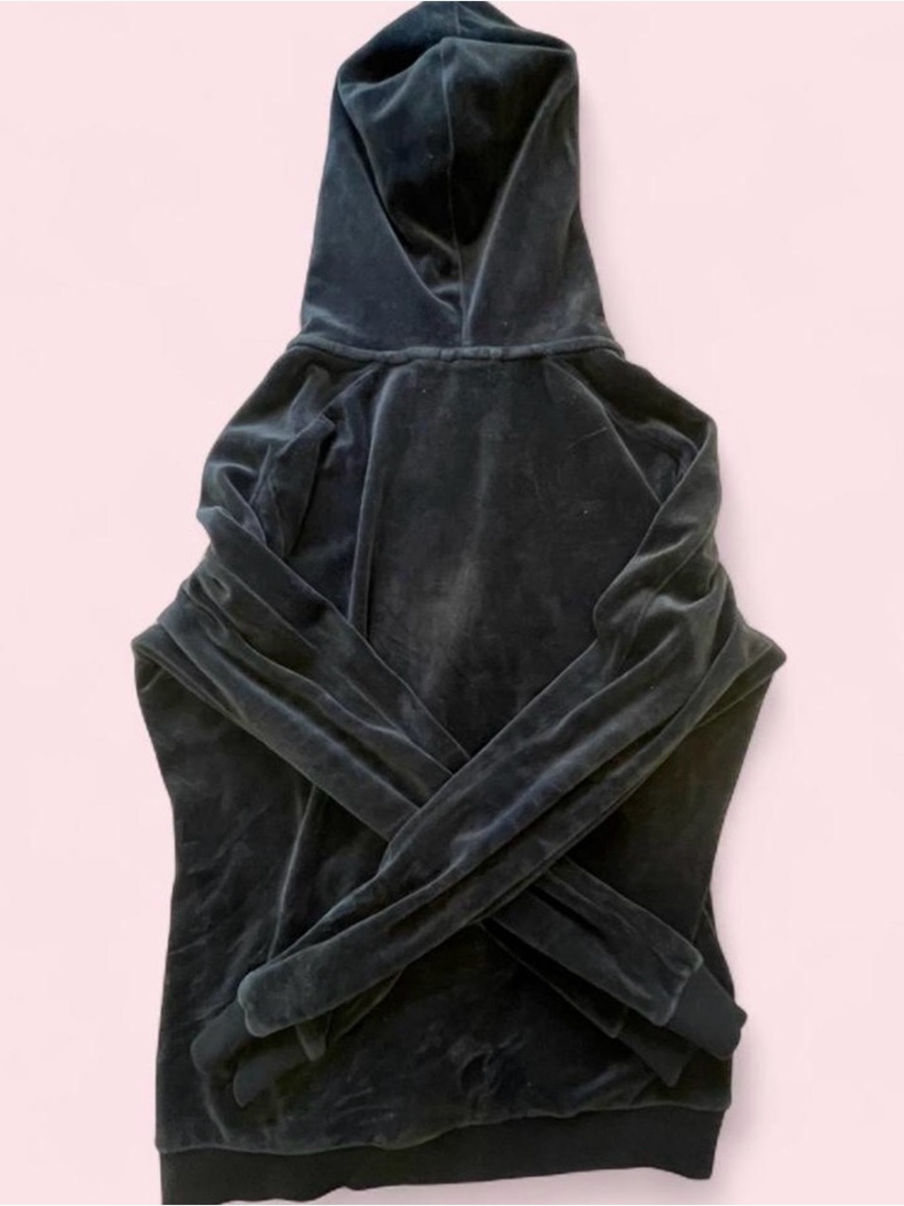 Puma Women’s Black Velour Hoodie with White Logo in size S - Picture 7 of 7